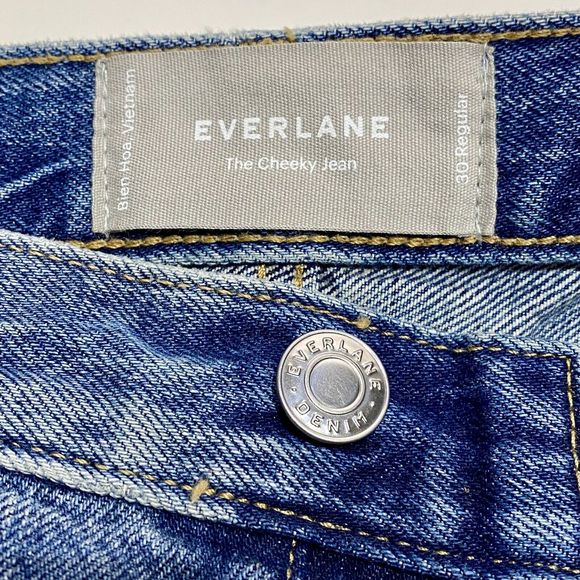 Everlane The Cheeky Jean Size 30 (32x28) Blue Raw Hem Ankle High Rise Distressed - Picture 7 of 13